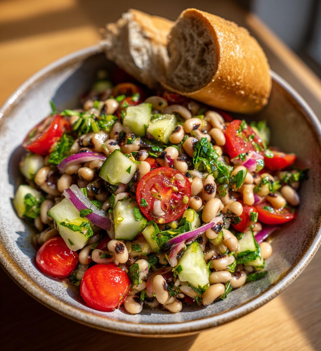 black-eyed pea salad with bread