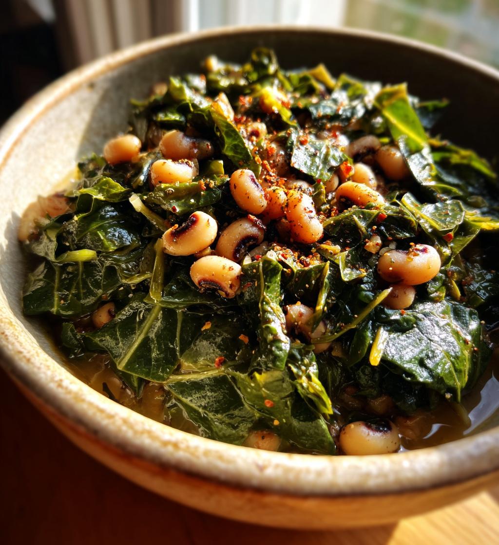 black eyed peas and greens