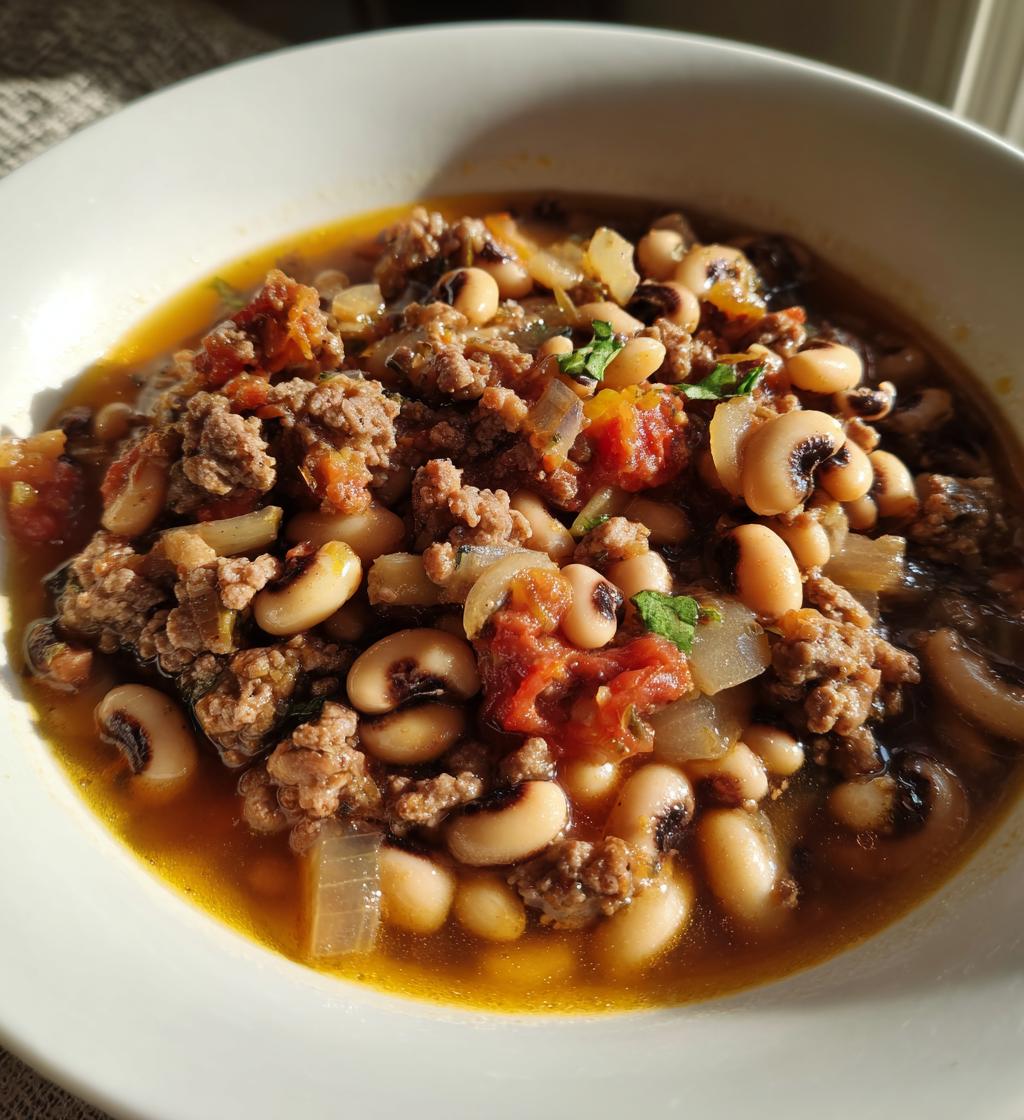 black eyed peas and ground beef