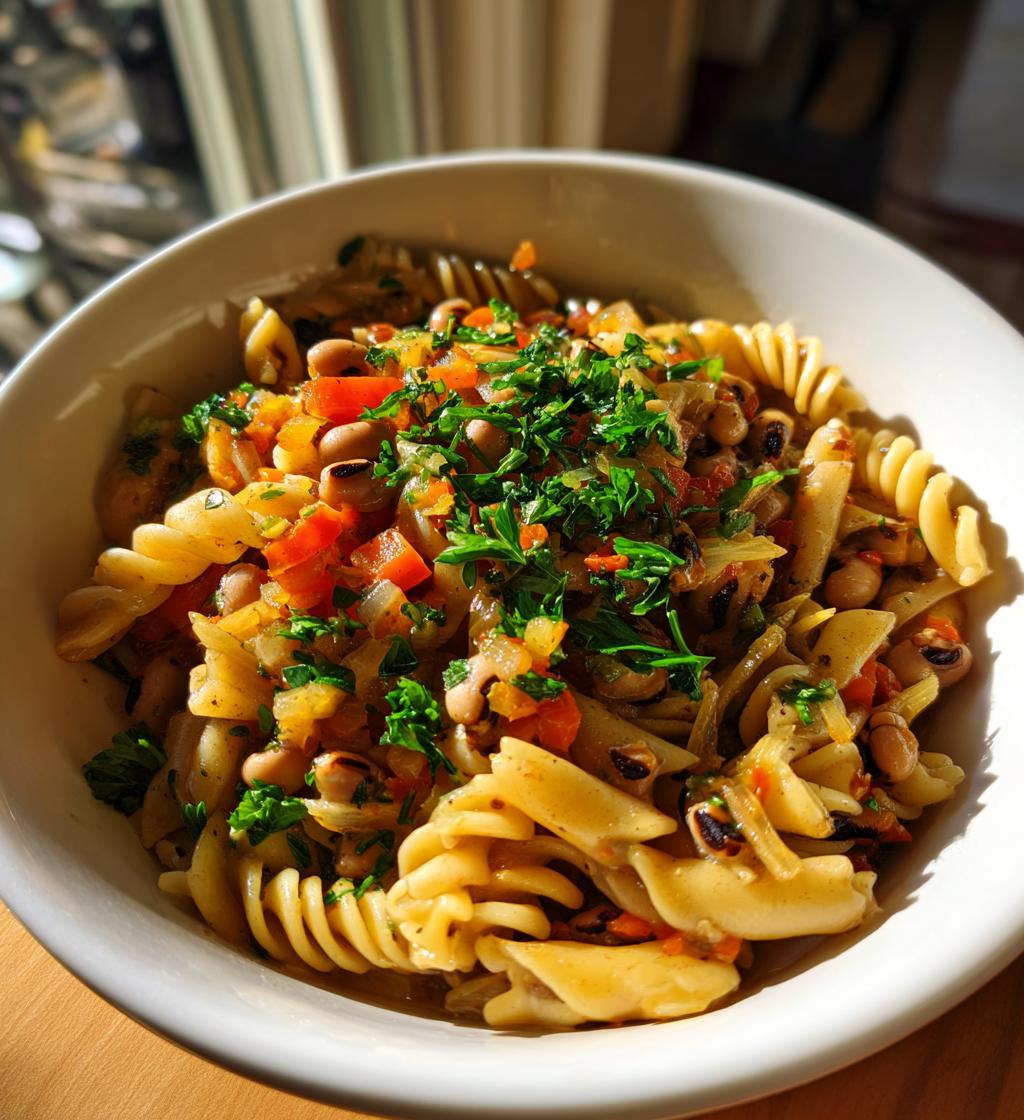 black eyed peas and pasta