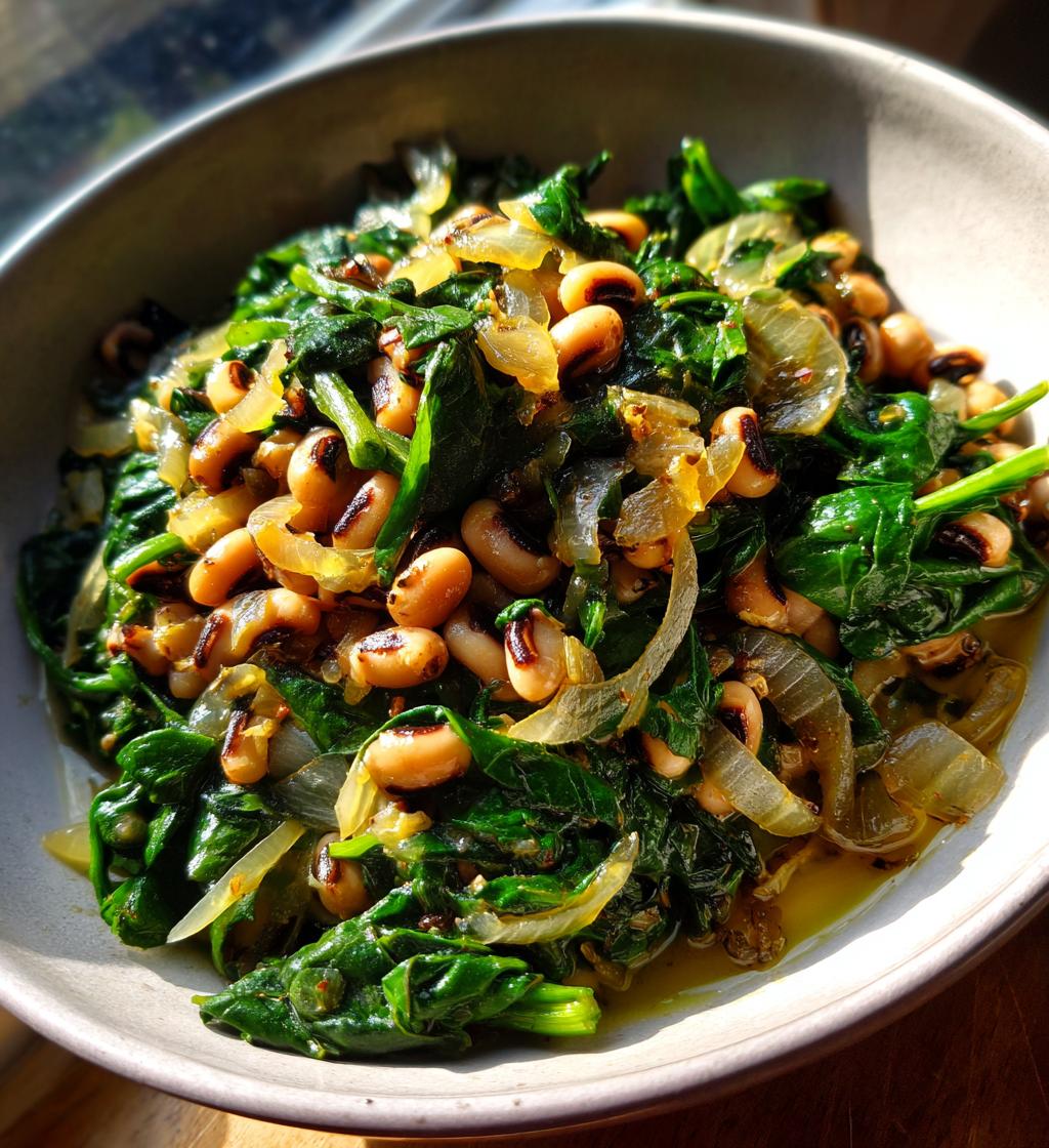 black eyed peas and spinach