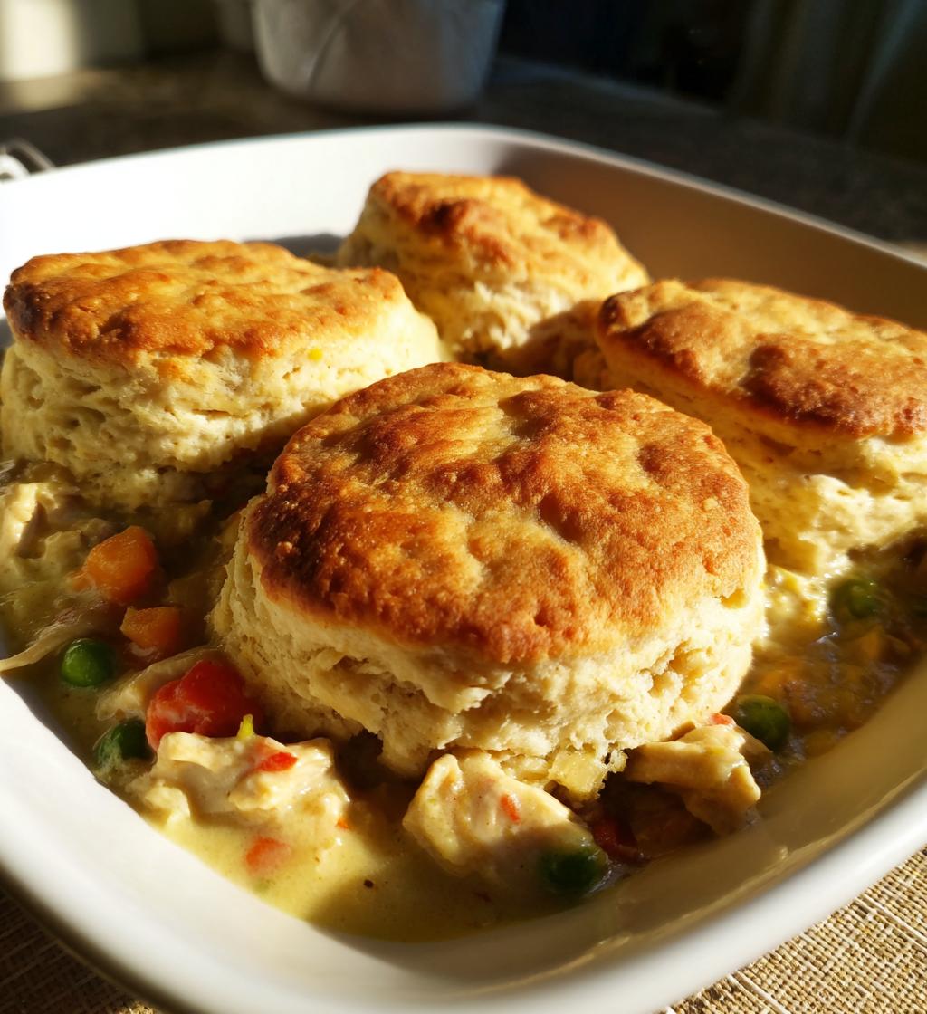chicken pot pie with red lobster biscuit topping