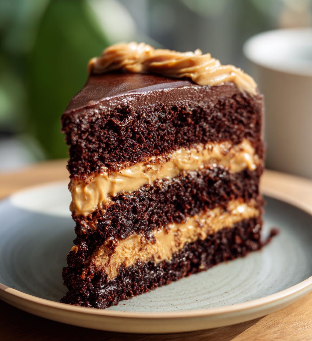 chocolate cake with peanut butter icing