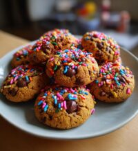 chocolate sprinkle thumbprint cookies