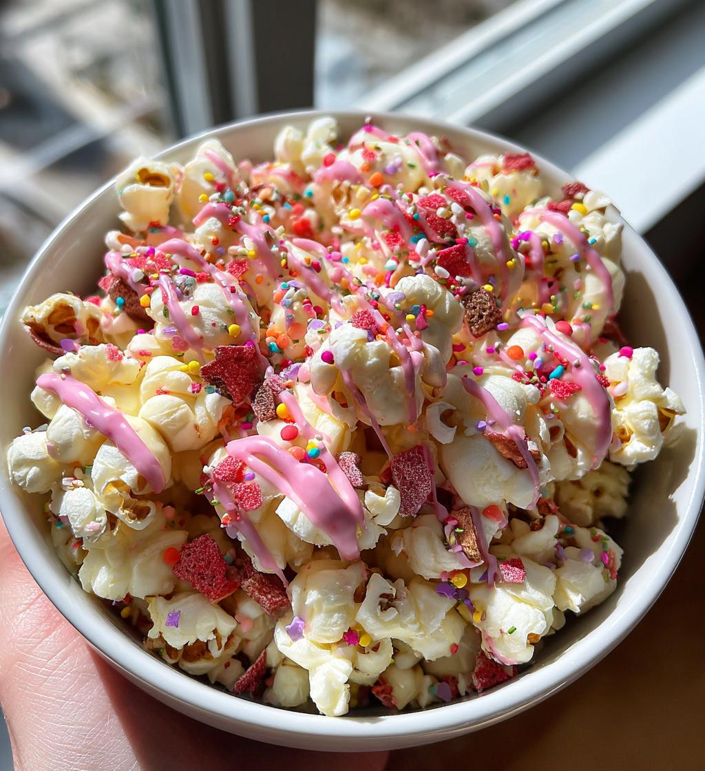 chocolate-strawberry valentine popcorn munch