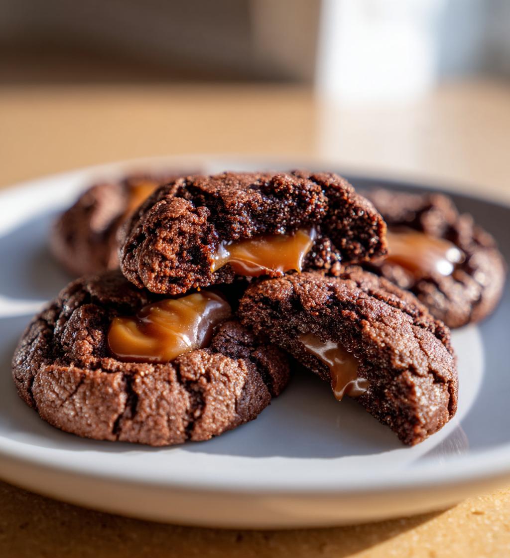 chocolate thumbprint with carmel