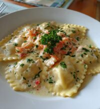 crab and lobster ravioli