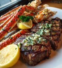 crab legs and steak dinner