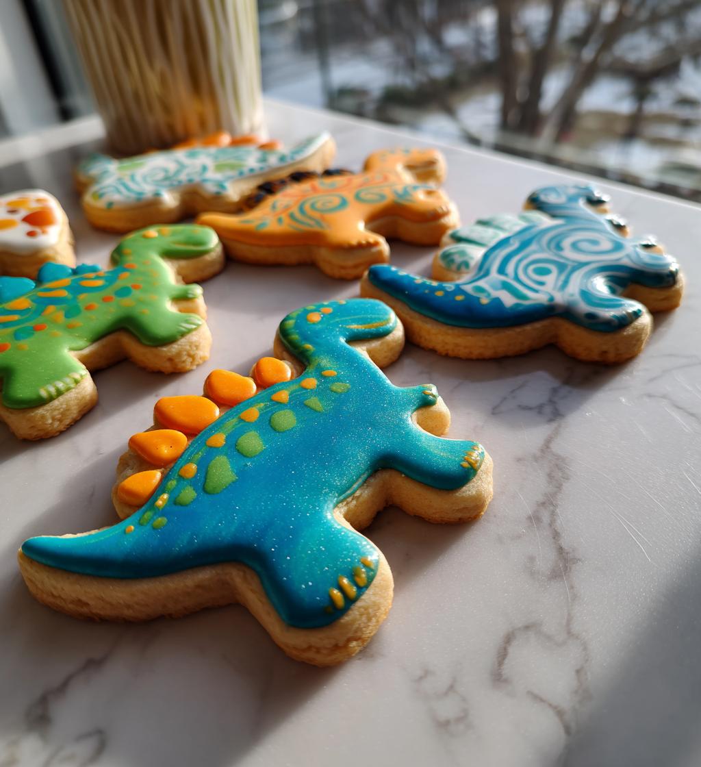 dinosaur royal icing cookies