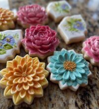 flower royal icing cookies