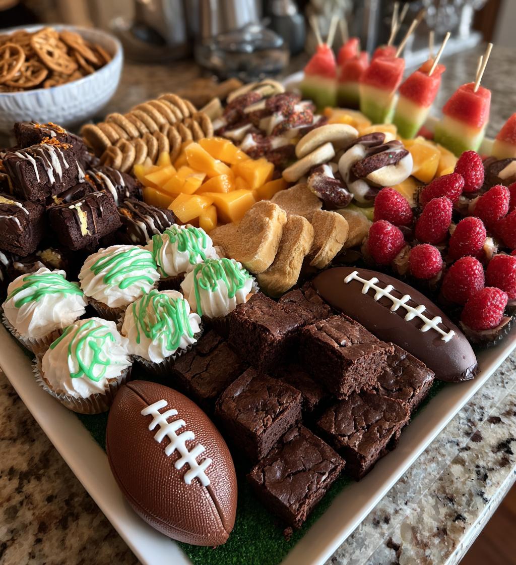 football dessert charcuterie board