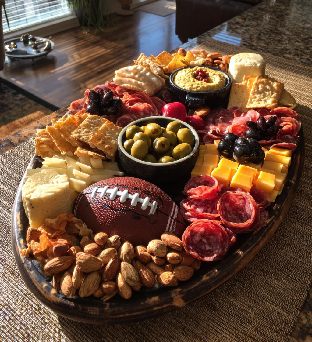 football shaped charcuterie board