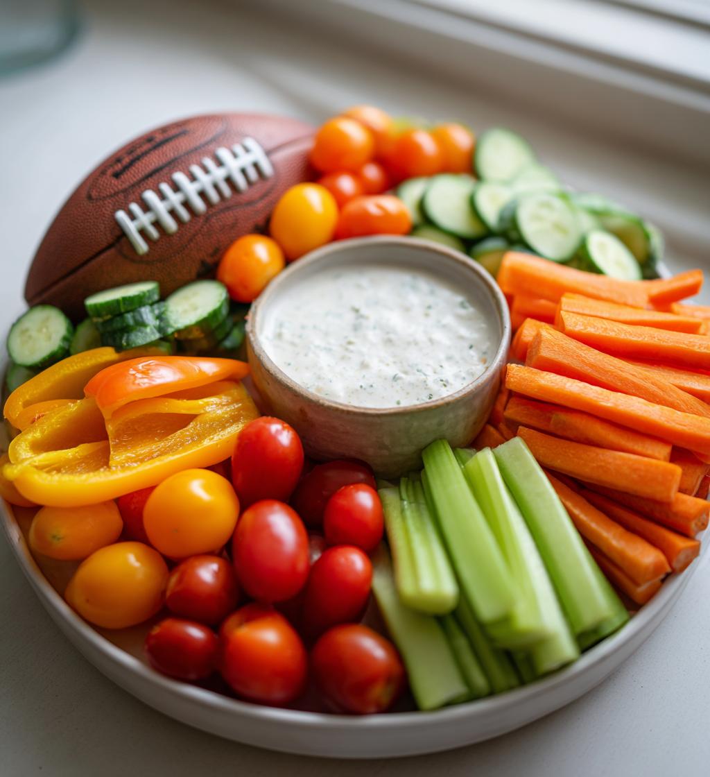 football shaped veggie tray