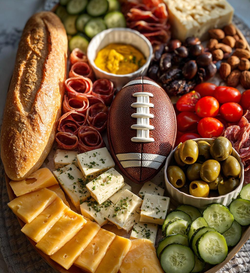 football themed charcuterie board