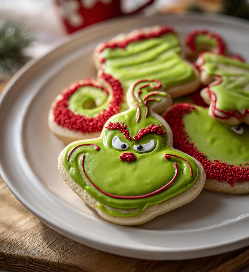 grinch royal icing cookies