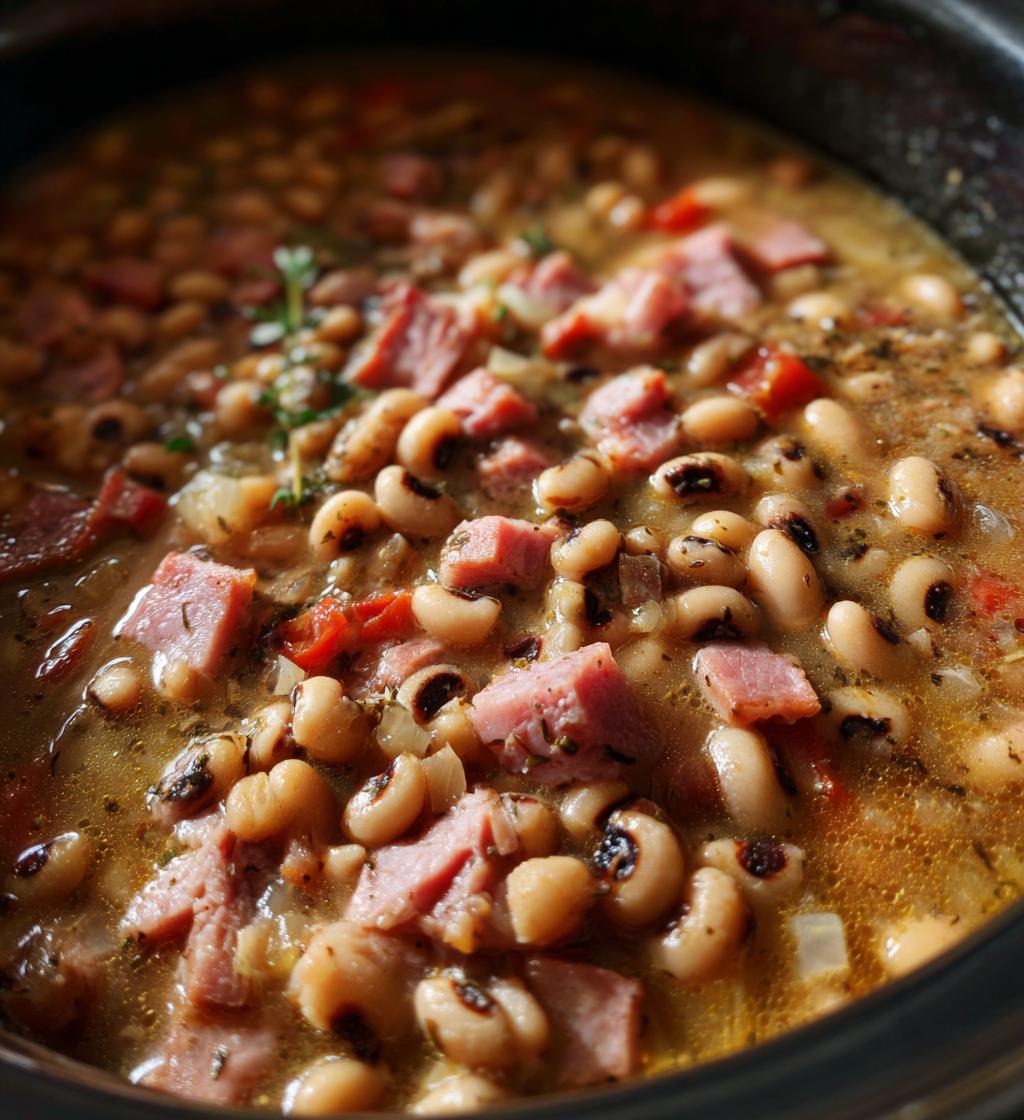 ham and black eyed peas crock pot