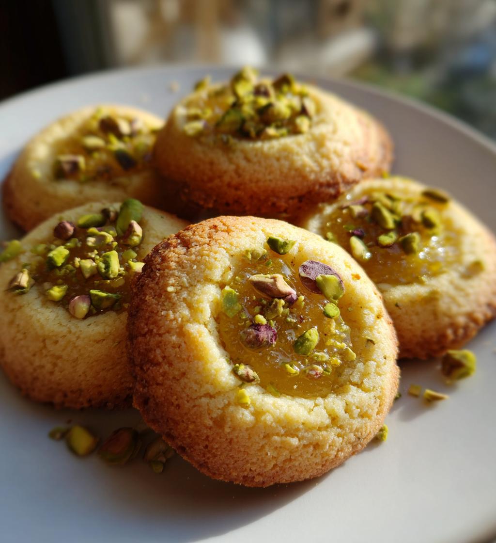 honey pistachio ricotta thumbprint cookies