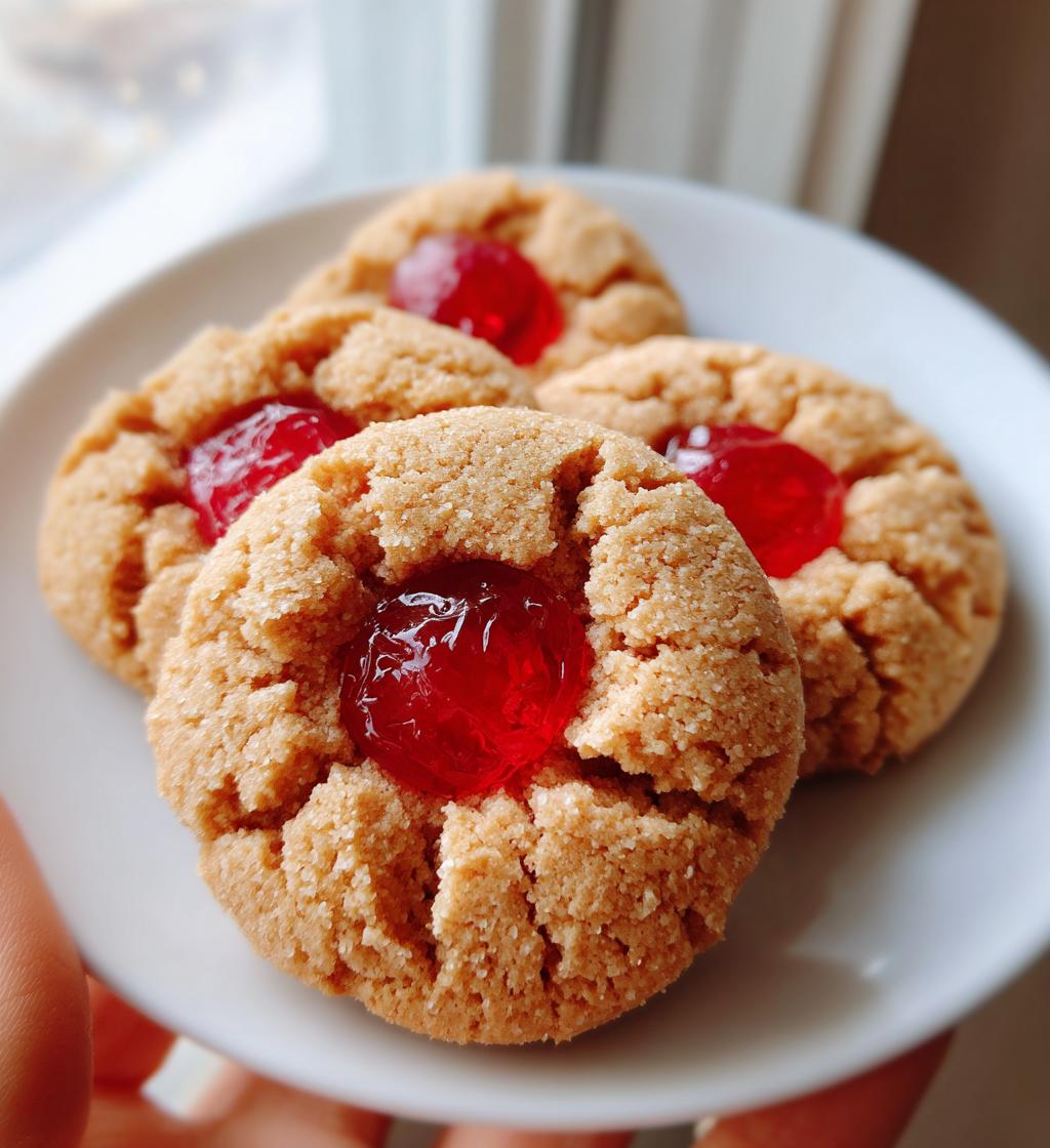 maraschino cherry thumbprint cookies
