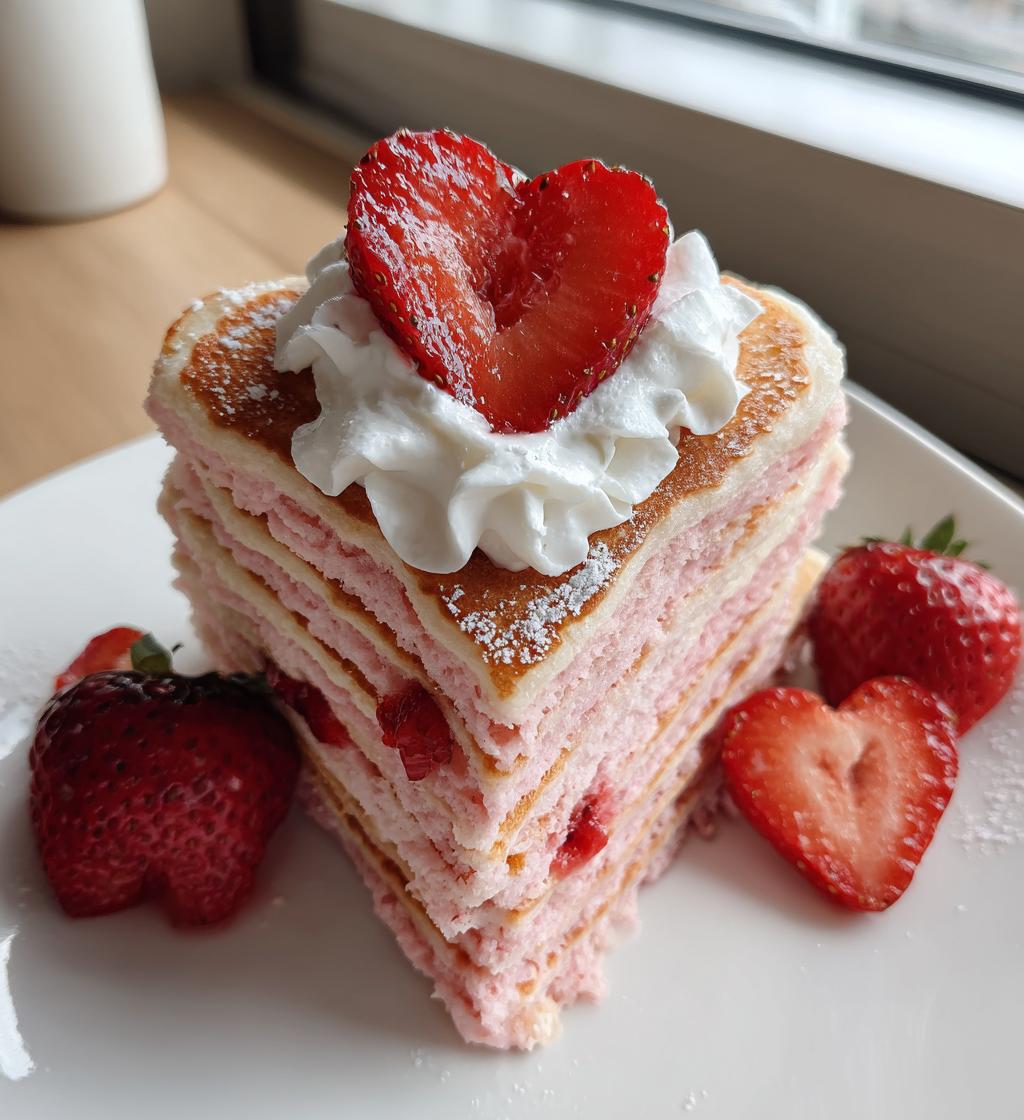 pink valentine heart pancakes