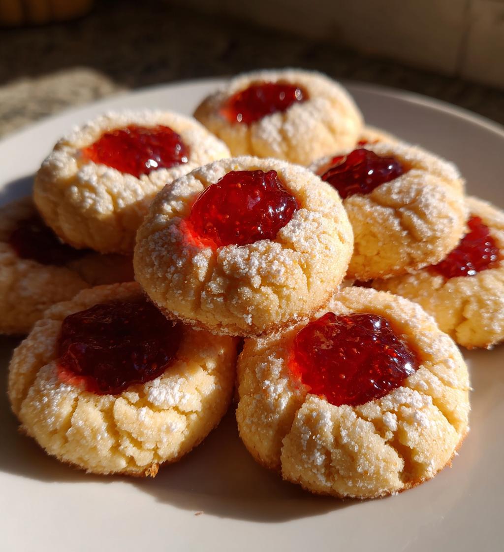 raspberry shortbread thumbprint cookies