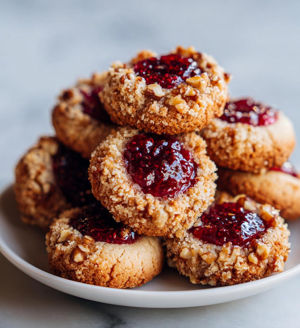 raspberry walnut thumbprint cookies