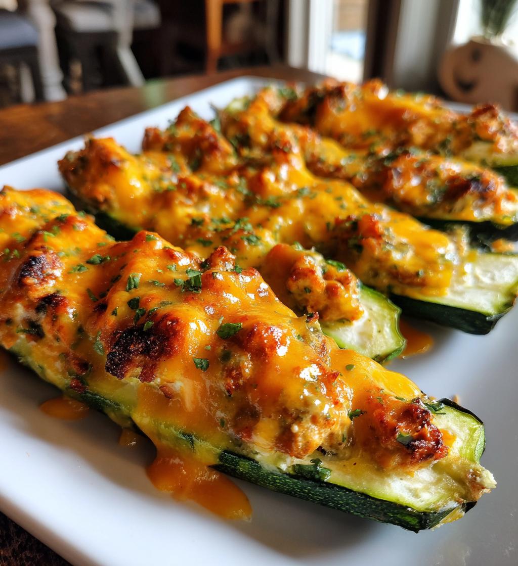 zucchini buffalo chicken boats