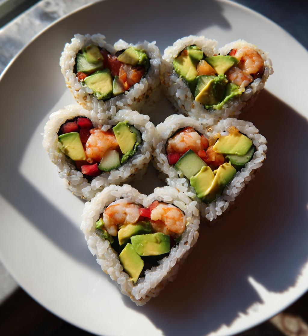 sushi heart valentines day