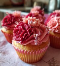 valentine flower cupcakes