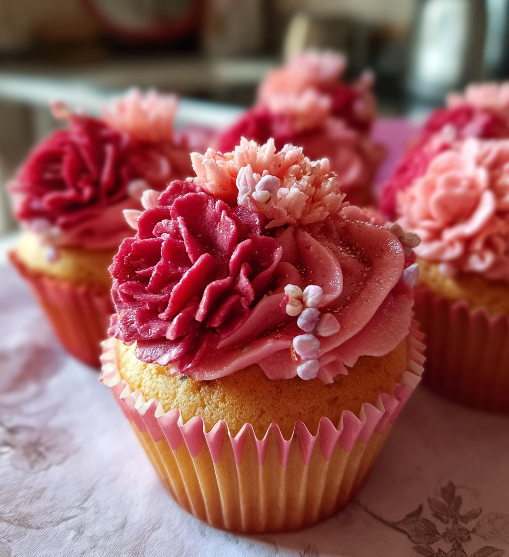 valentine flower cupcakes